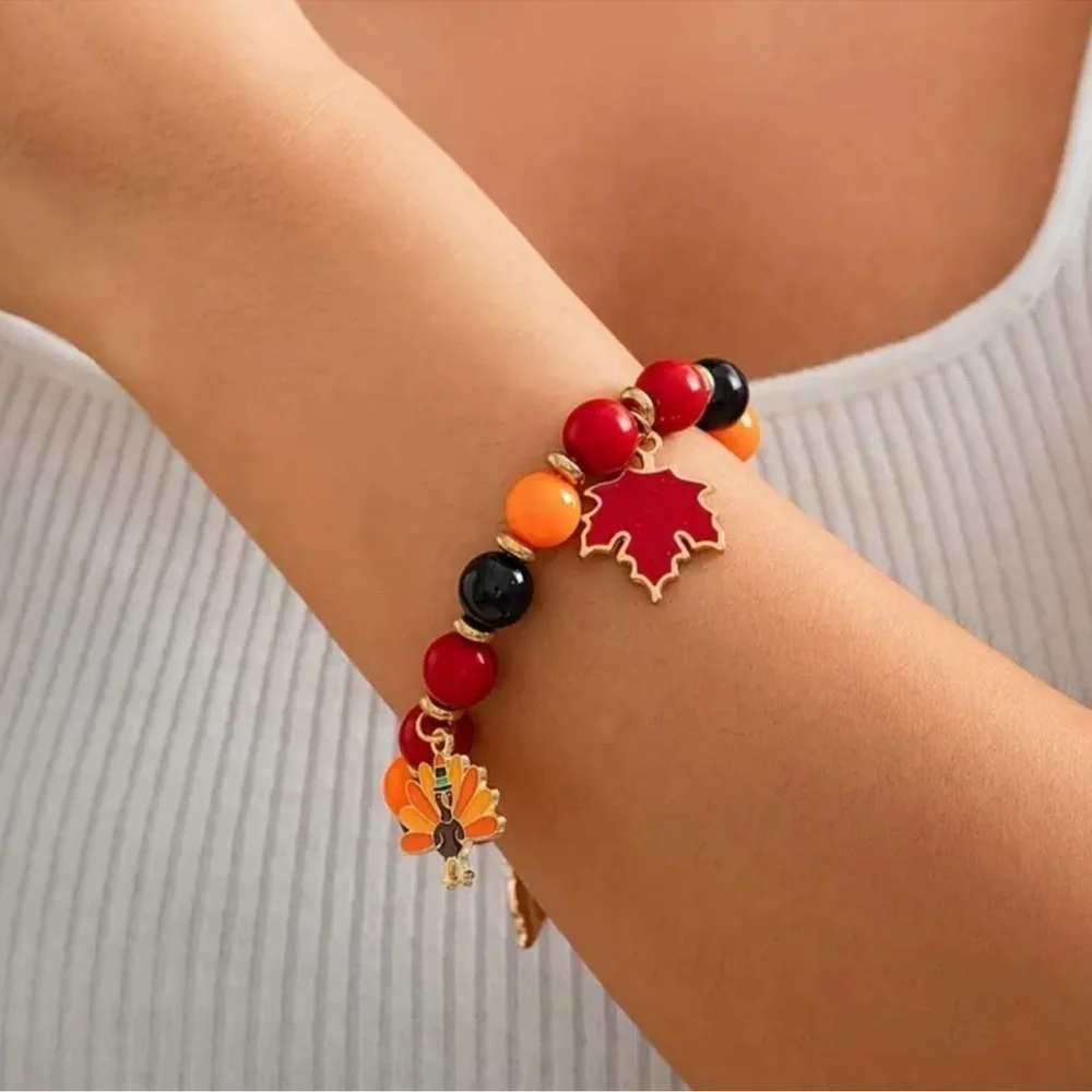 NEW! Handmade boho Autumn Bracelet. Halloween bracelet. Thanksgiving 🦃  A7-243